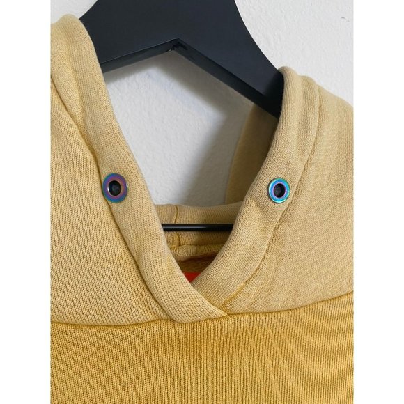 Bossi Cowboy Hoodie Mustard Western Print Oversized Mens XL Yellow Unisex Loose - Picture 9 of 14